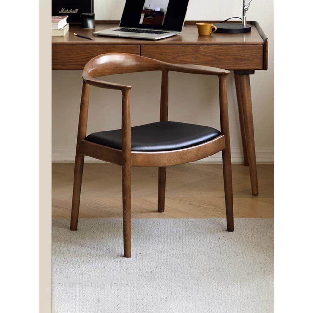 中古全实木肯尼迪总统椅子扶手靠背牛角办公休闲北欧广岛书房餐1