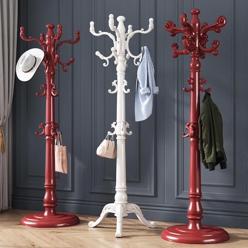 速发实木衣帽架欧式中式酒店大衣架客厅衣帽挂落地简易衣服架子包