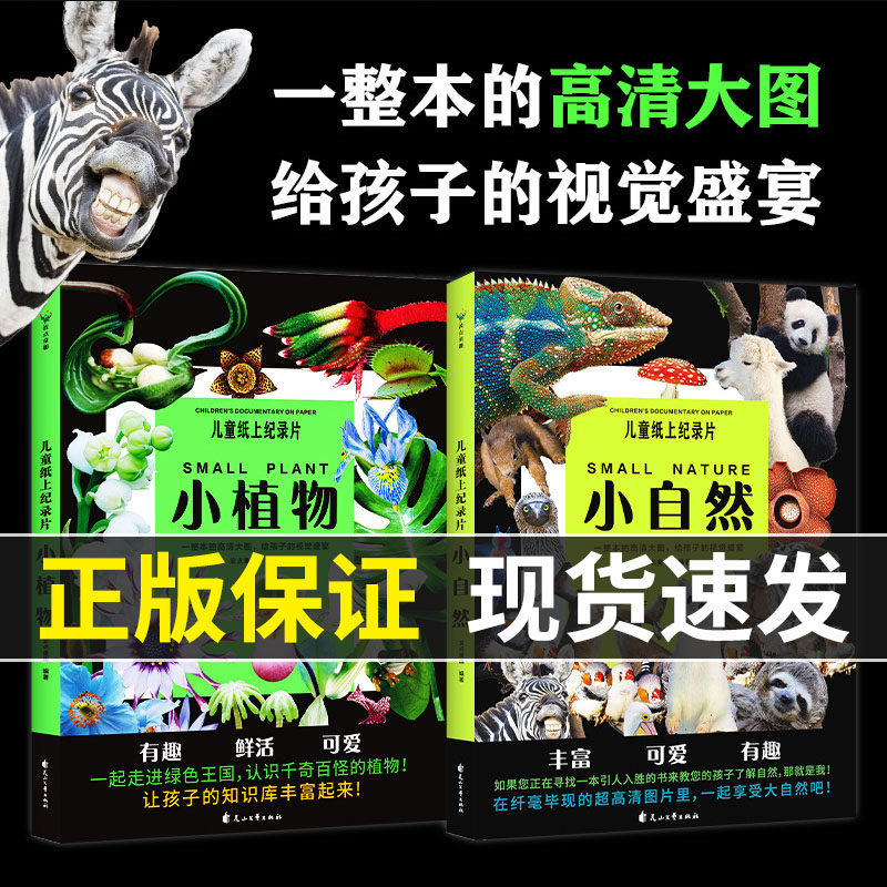 【全2册】儿童纸上纪录片：小植物+小自然 波点童趣 一整本的高清大图 给孩子的视觉盛宴 少儿科普绘本百科绘本漫画 磨铁图书正版
