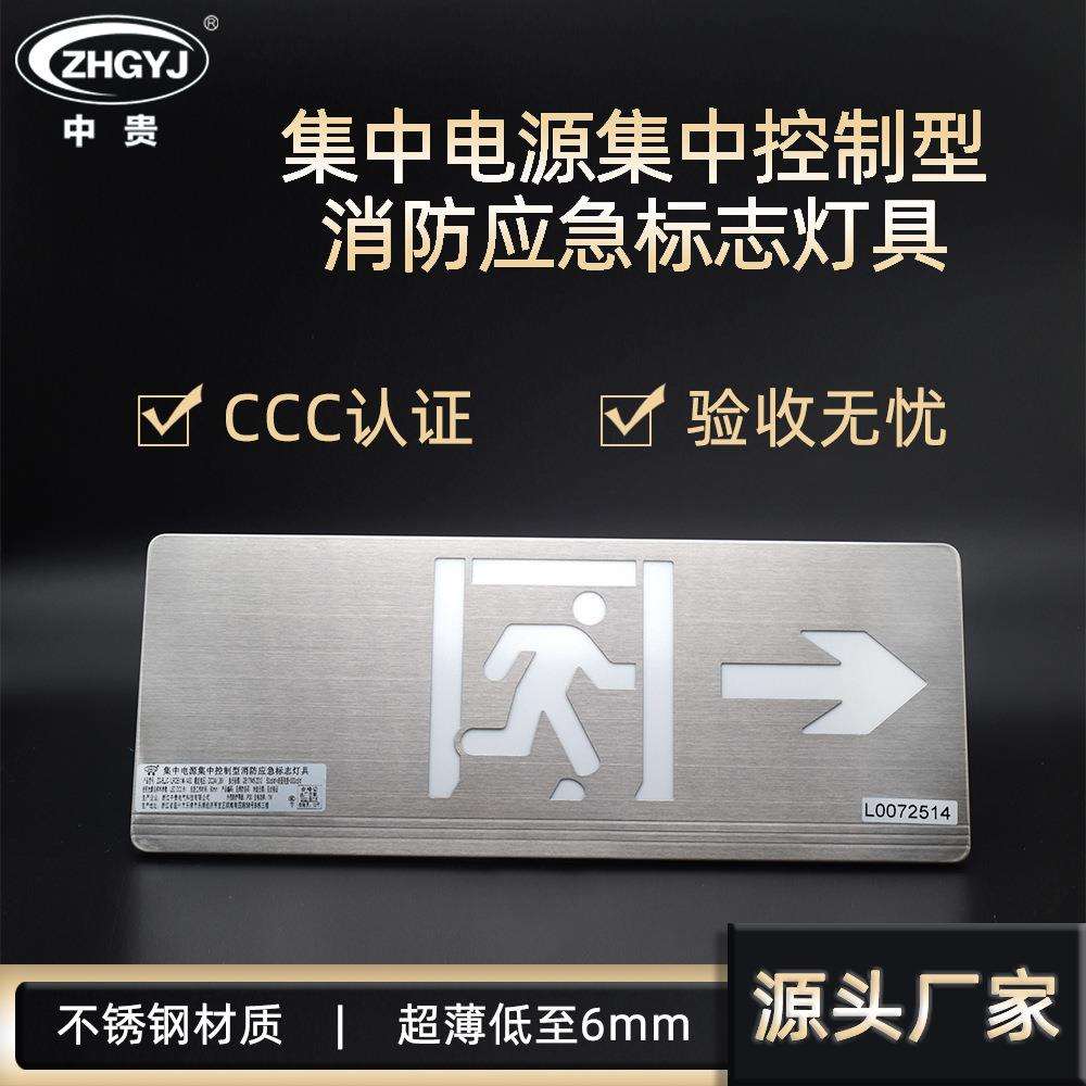 集中电源集中控制A型智能应急疏散指示灯壁挂式不锈钢双向指示灯