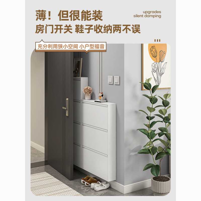 dpp超薄钢制鞋柜家用门口楼道大容量铁皮柜收纳入户玄关多功能翻