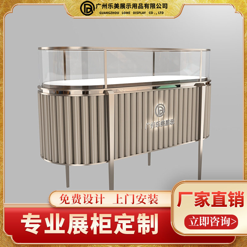 珠宝展示柜高级感玻璃首饰展示柜不锈钢高级感陈列柜柜台带led灯图片