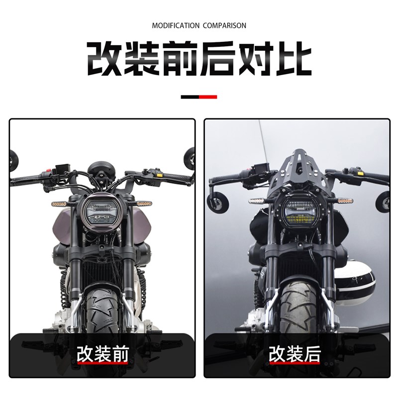 热销轻骑骁星GV350X改装战斗A头罩大灯网小风挡前挡风装饰栅栏灯