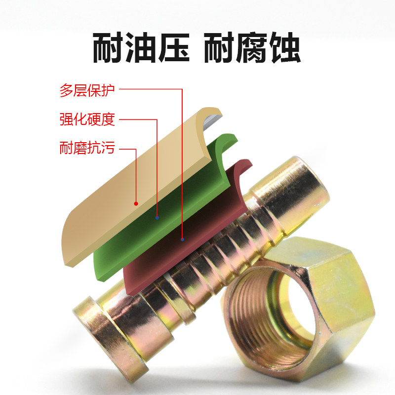 热销高压油管接头液压钢丝胶管公制D英制美制扣压式直通直杆碳钢