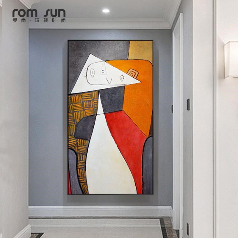 热销罗尚现代g简约客厅装饰画抽象轻奢餐厅壁画几何油画北欧风玄