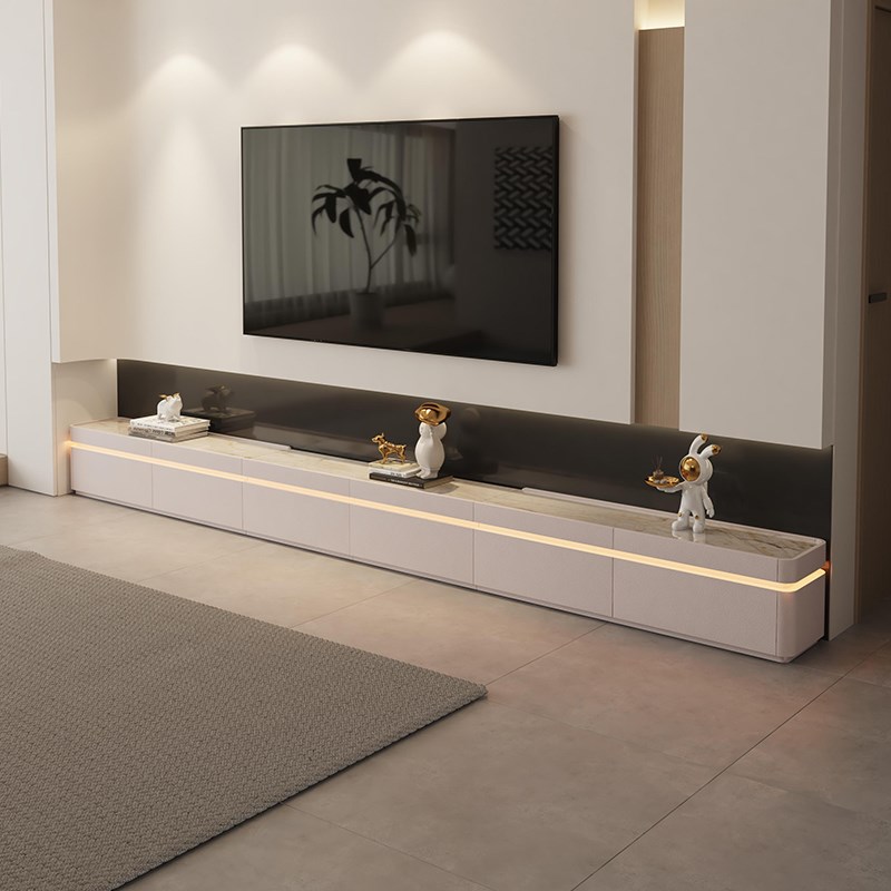 4米超长电视柜客厅大户型u高款落地拼接奶油风意式轻奢茶几电视柜