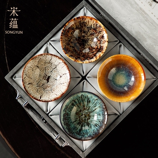 宋蕴李桂莲大师级敦煌窑变建盏送礼主人杯茶杯陶瓷高档茶具礼盒