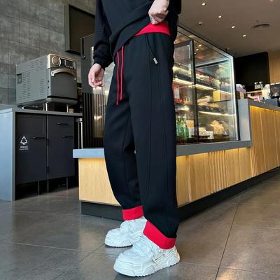 DB 男装冬季厚款加绒直筒休闲裤情侣新年款洋气百搭显瘦长裤