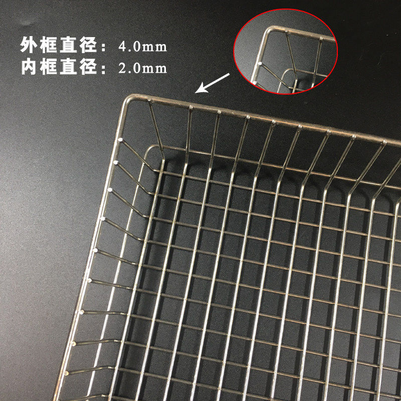 热销不锈钢把手方形油锅s炸串捞网 烧烤网格深槽烤网拍子烤鱼网海图片