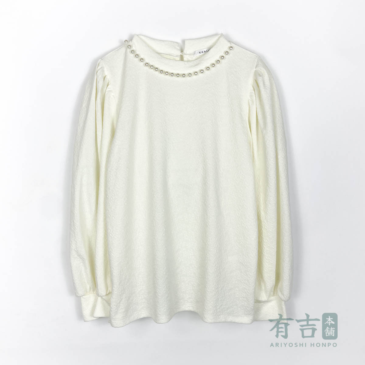 日单日系外贸女装长袖卫衣内衬打底套头珍珠贵妇淑女泡泡袖可爱