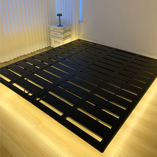 PK7J批发直观家具无床头悬浮原木风极简意式床架主卧无靠背白蜡实