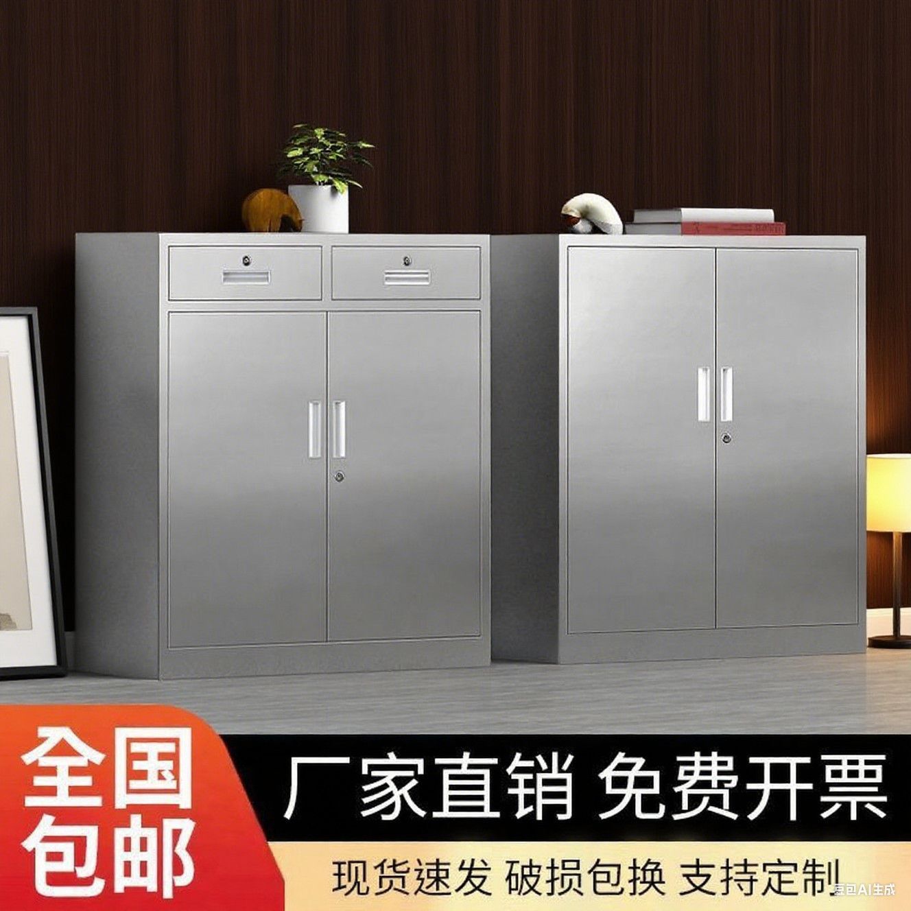 304不锈钢矮柜文件柜带锁床头柜带轮工具柜储物阳台抽屉鞋柜图片