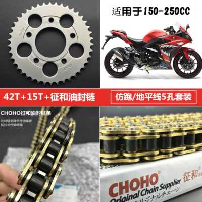 极速新品摩托车链条金鹰地平t线428套链五孔六孔大小齿轮仿街跑42