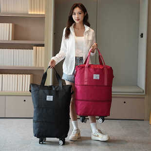 万向轮女附加包行李袋大容量学生住校轻便旅行包带轮可折叠行李箱