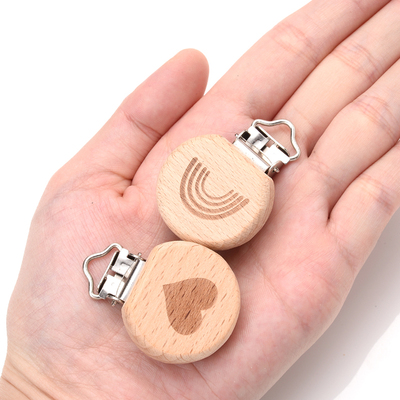 极速1Pcs Safe Beech Wooden Clip Baby Pacifier HolderX Infant