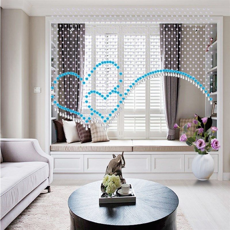 极速水晶珠帘e客厅卧室隔断成品挂帘珠子门帘窗帘定制双心形链子