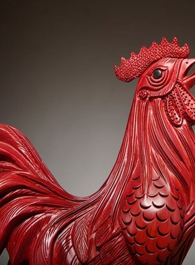 极速红花梨木雕大公m鸡摆件木质动物十二生肖鸡家居电视柜装饰品