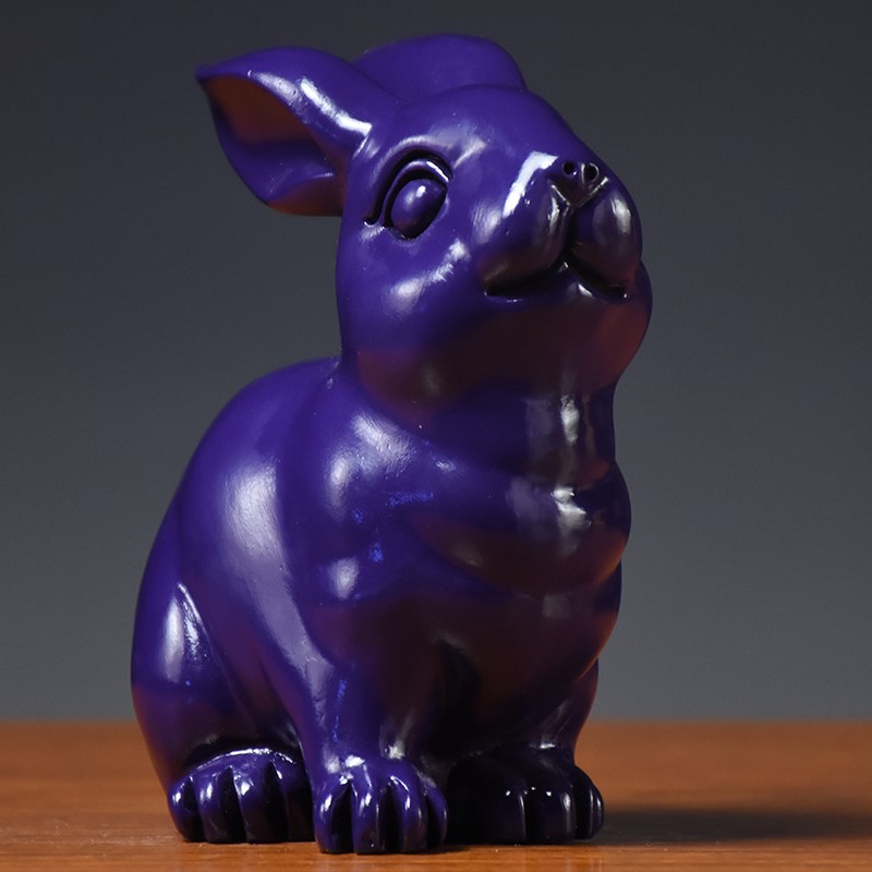 极速紫色木质兔子雕刻摆件v红木十二生肖木头兔家居客厅桌面补角