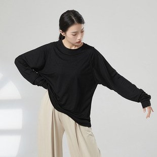 极速街舞水系舞蹈服白色V领T恤长袖圆领套头O男女同款宽松上衣教