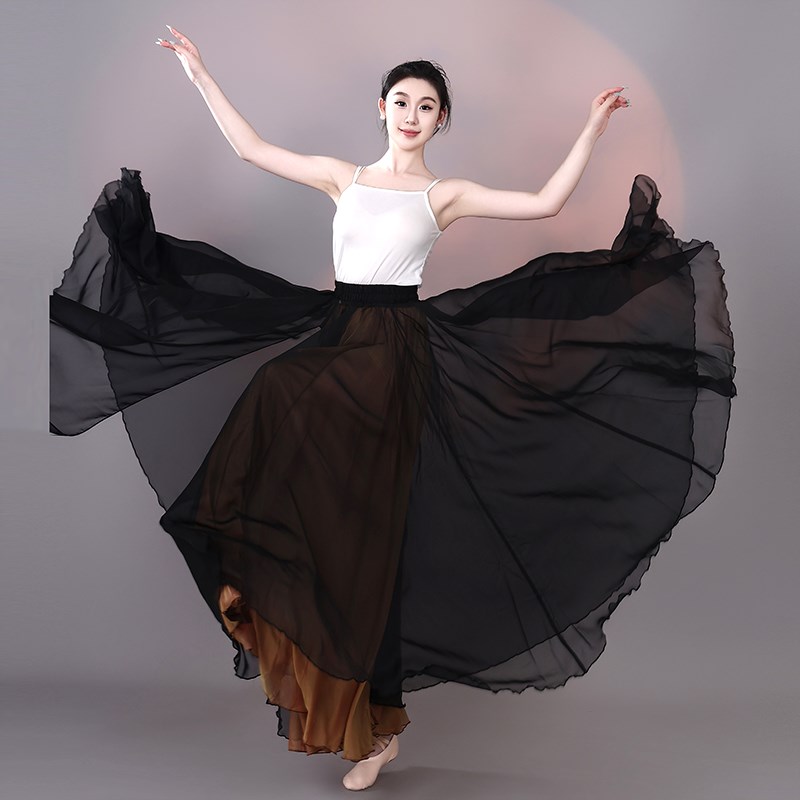 极速900d度古典舞蹈裙正反两面穿中国舞大摆裙文艺演出服