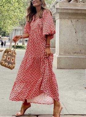 极速Autumn new hot selling gxeometric collage bubble sleeve