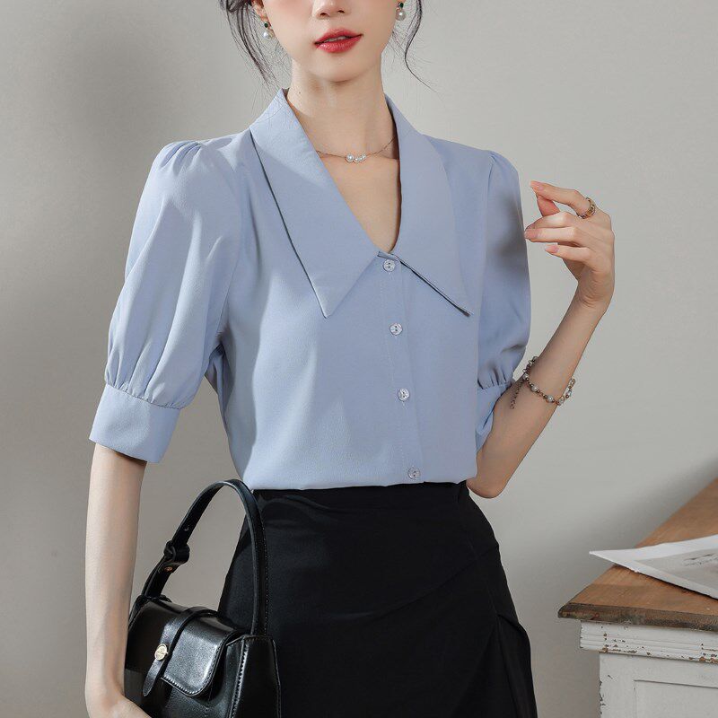 新品白色衬衫女夏大学生职业面试正装通勤教资P穿搭小个子职场两