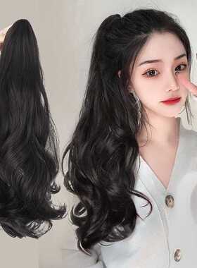 极速马尾假发女长发抓夹大波浪高马E尾自然网红辫子绑带式长卷发