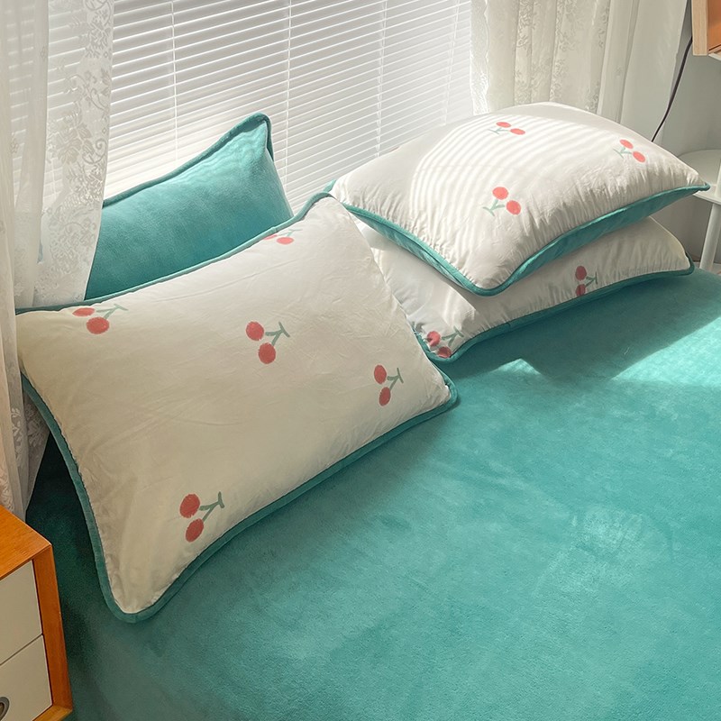 极速AB牛奶绒床上四件套全棉法兰珊瑚绒保暖被套加V厚冬季绒面床