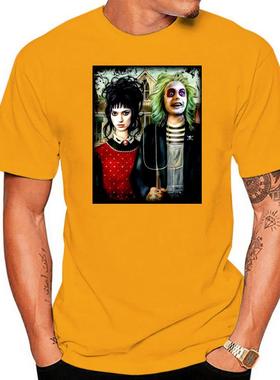 极速Halloween American Gothic Beetlejuice And Lydia T-S.hirt