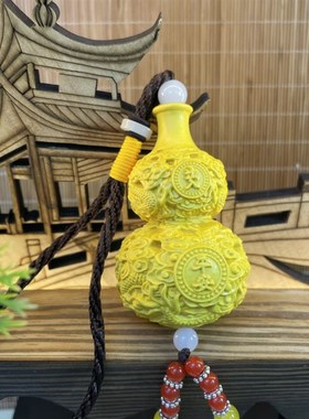 极速黄杨木雕双龙葫芦o随身文玩手把件车载内饰挂件四季平安护身