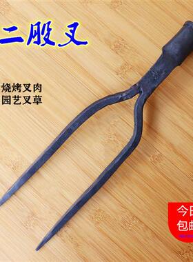 极速铁匠手工二股叉 稻草叉 钢叉 叉草H叉柴叉鱼 烤肉农业工具园