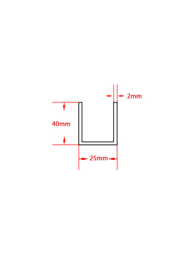 极速铝槽25402mm铝合金Ux型槽铝25*40*2mm内径21mm包边滑槽导