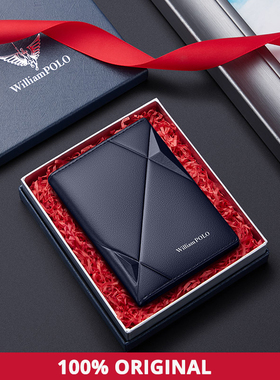 极速WILLIAM Mens Wallet Genuine LeEather Card Holder Purse R