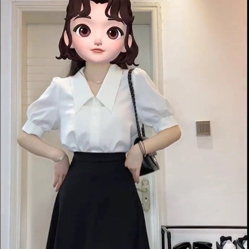 新品夏装配一整套白色短袖衬衫职业E正装教师穿搭事业公务员编面