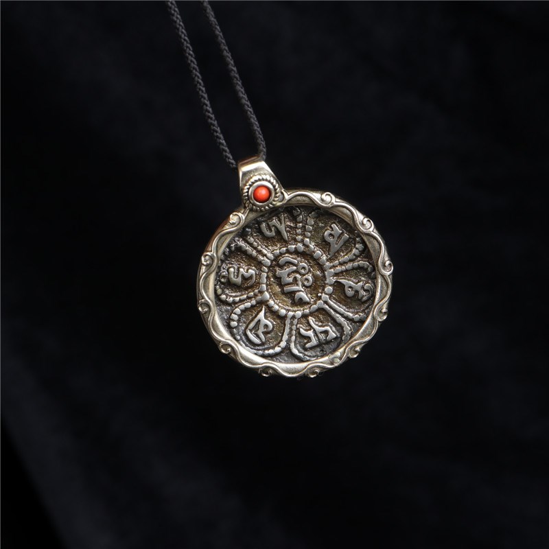 极速手工纯铜包边莲花六字真言牌H腰牌吊坠观音心咒牌挂件