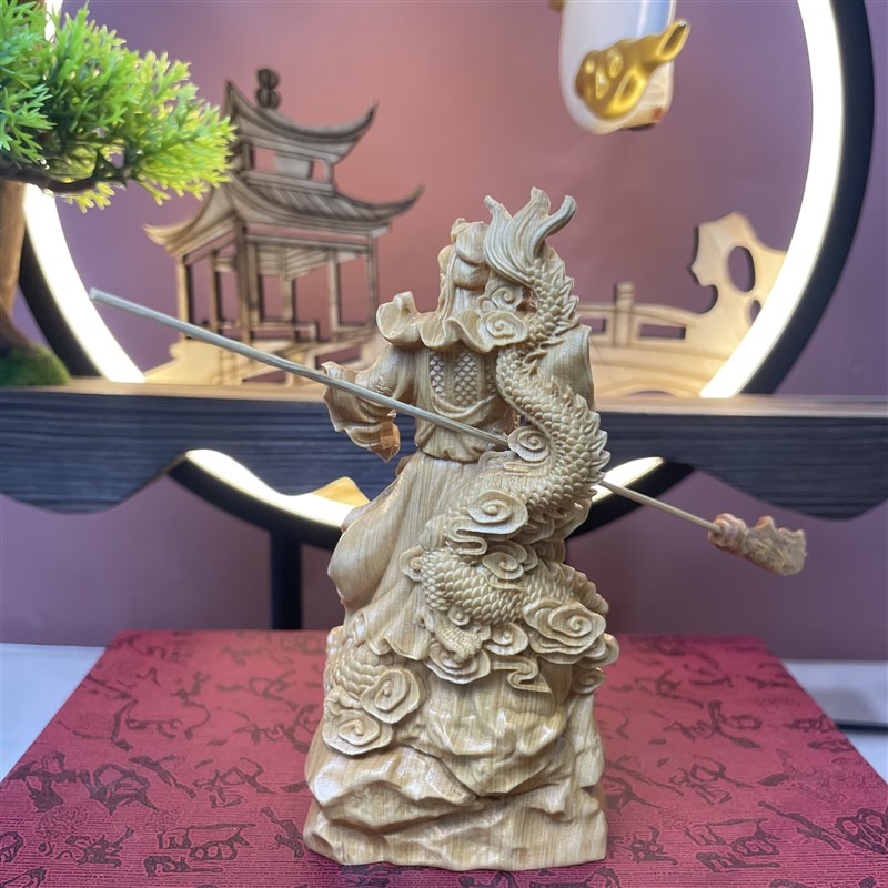 极速太行崖柏木雕刻御龙关公武财神实木人物家居关二Y爷中式摆件