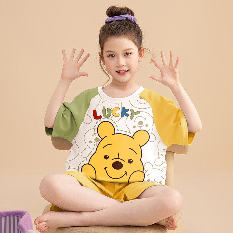 新品女童睡衣纯棉短袖夏季薄款套装超萌可爱女孩中大童Z儿童宝宝