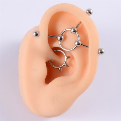 极速1Pcs Surgical Steel Snake IndusFtrial Barbell Ring Ear N