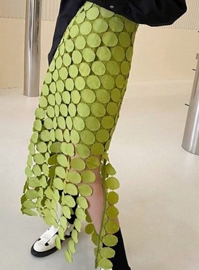 极速TWOTWINSThYLE Cut Out Skirt For Women High Waist Patchwo