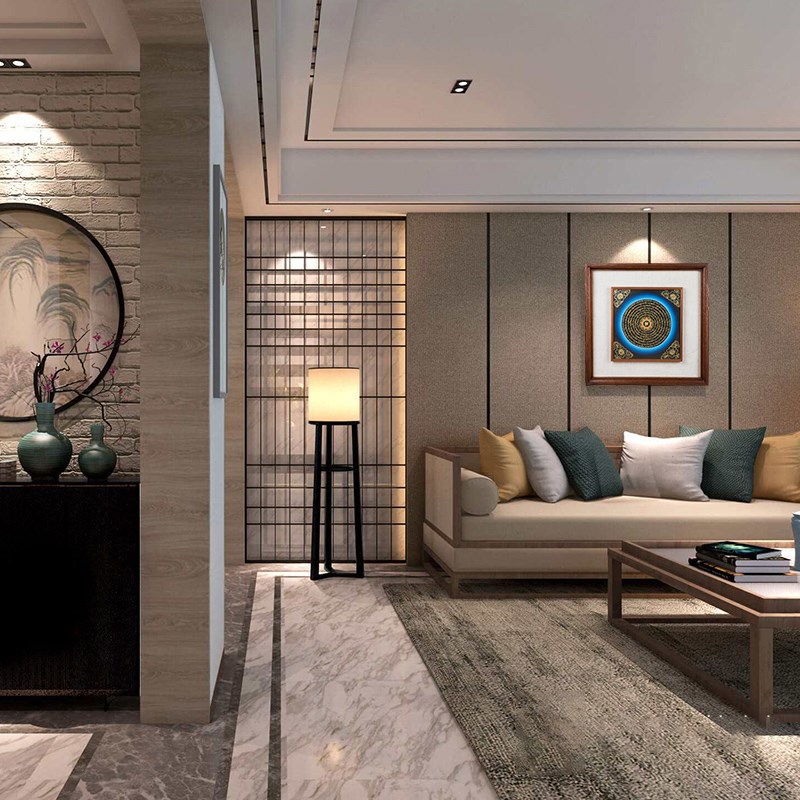 极速藏村手绘坛城唐卡尼泊尔印尼菠萝格实木画框T西藏装饰画挂画