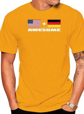 极速American + German = Awesome USA Gand Germany Flags T-Shi