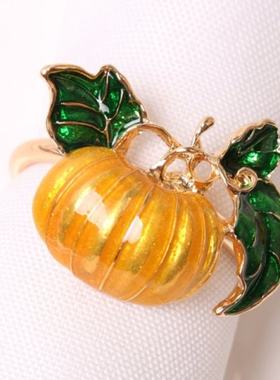 极速4/6pcs Thanksgiving tNapkin Rings Pumpkin Napkin Holders