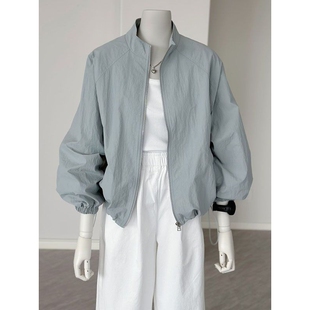 时髦小立领宽松防晒衣薄款外套休闲冲锋衣夏季户外休闲运动夹克女