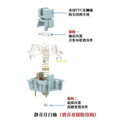 TTC 静音月白轴 金粉轴键盘轴 段落轴现货TTC 客制化  静音轴