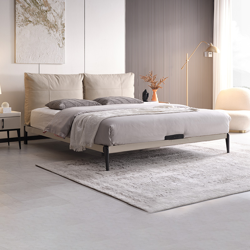 慕思今晚真皮铁架软床