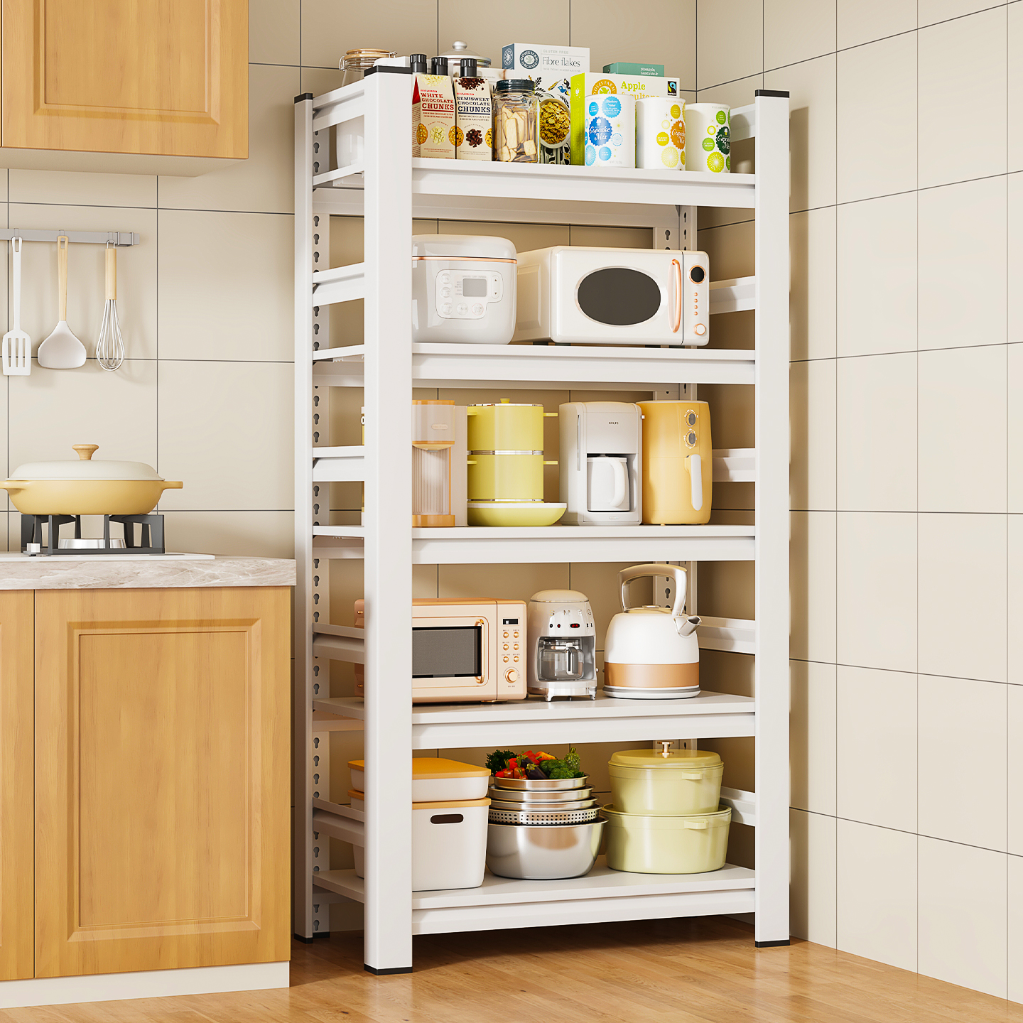 厨房置物架落地多层微波炉收纳架