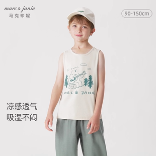 馬克珍妮男童戶外風冰絲運動背心印花T恤夏裝 230639 凉感抗菌