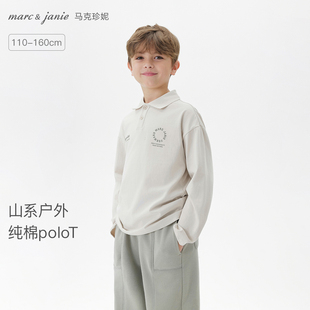 551133 马克珍妮男童山系户外polo衫 儿童纯棉长袖 T恤2025秋装 新品