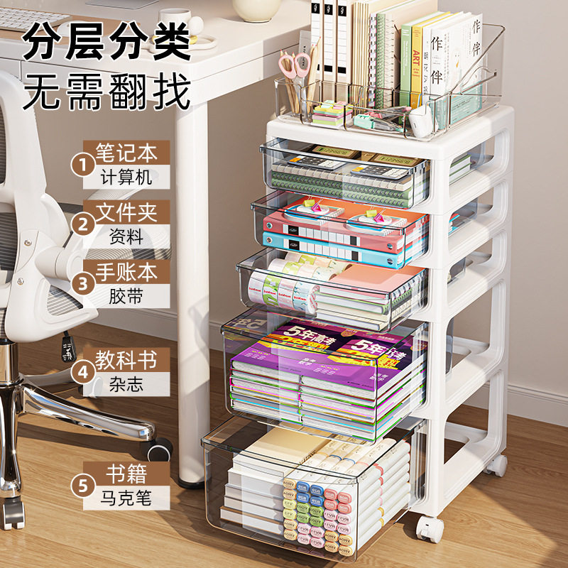 2026办公室桌下收纳柜可移动抽屉式文件小推车储物柜置物架夹缝柜