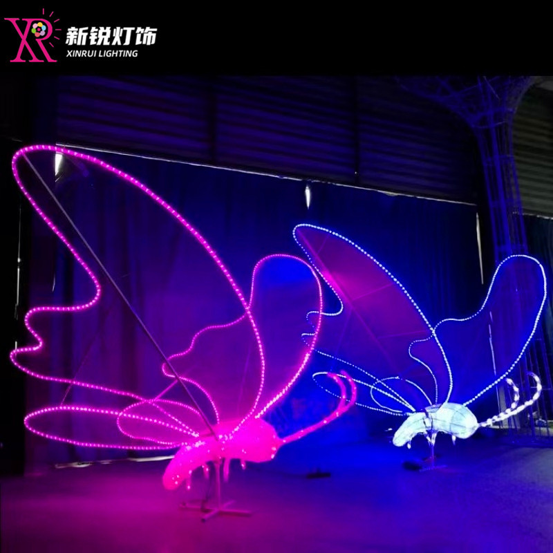 Led灯光蝴蝶动态户外草坪花园造型灯地插景观灯带支架彩蝶灯